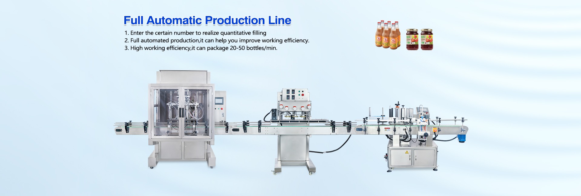 The automatic paste packaging line includes automatic bottle unscrambler, paste filling machine, rotary capping machine, flat round bottle labeling machine and turntable. This type of machine is mainly used for packaging fluids and pastes.